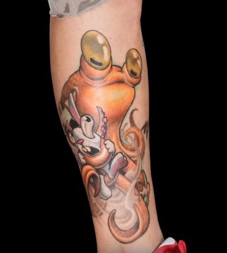 Jeff Hardy's octopus strangling a bunny tattoo.